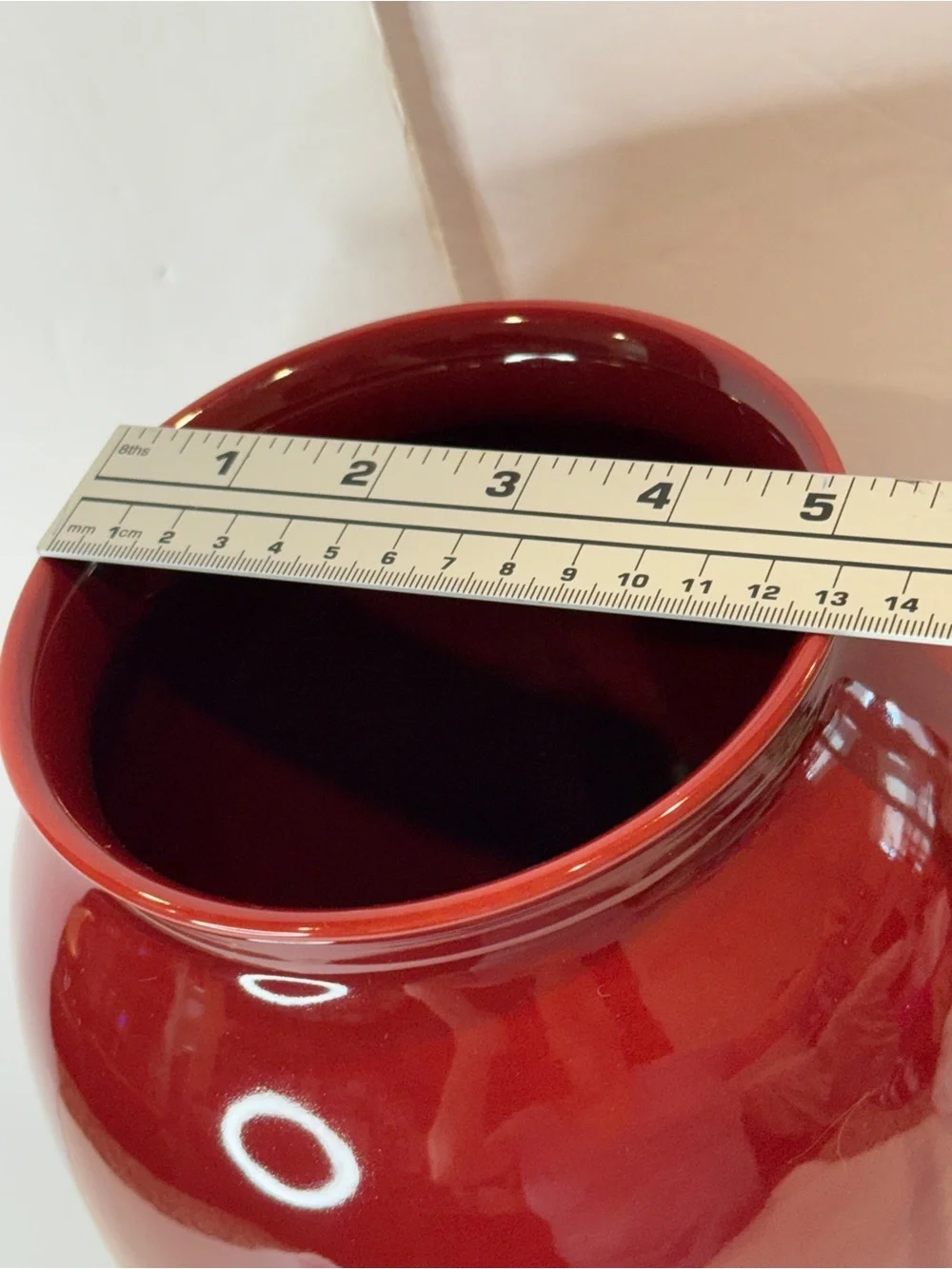12” Crate & Barrel Scarlet Red 🌺Ceramic Vase Portugal Glossy Modern Decor